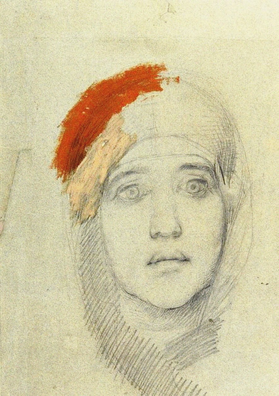 Study for the Virgin, 1884 (blyant og gouache på papir) af Mikhail Aleksandrovich Vrubel
