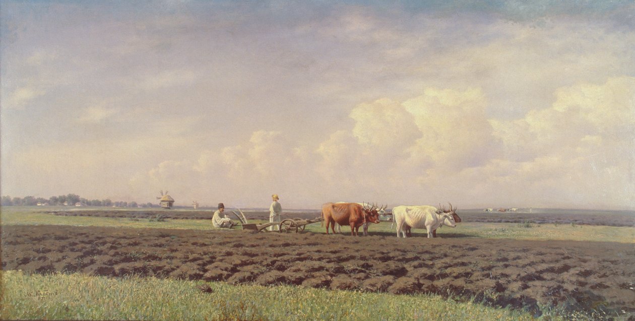 Pløjere i Ukraine, 1879 af Mikhail Konstantinovitch Clodt von Jurgensburg
