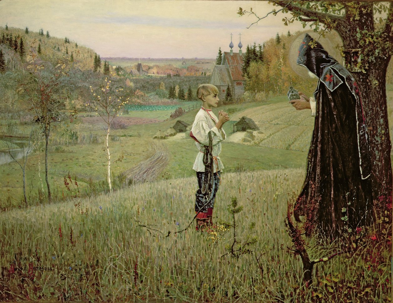 Visionen om den unge Bartholomæus, 1889-90 af Mikhail Vasilievich Nesterov
