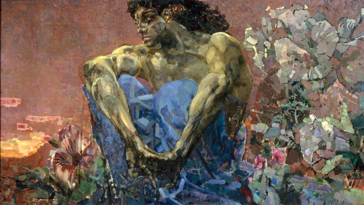 Dæmon siddende i en have, 1890. af Mikhail Aleksandrovich Vrubel