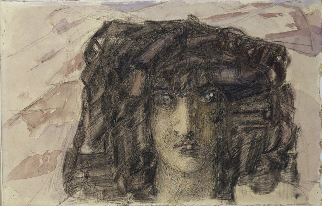 Dæmons hoved. Illustration til digtet Dæmonen af Mikhail Lermontov, 1890-1891 af Mikhail Aleksandrovich Vrubel
