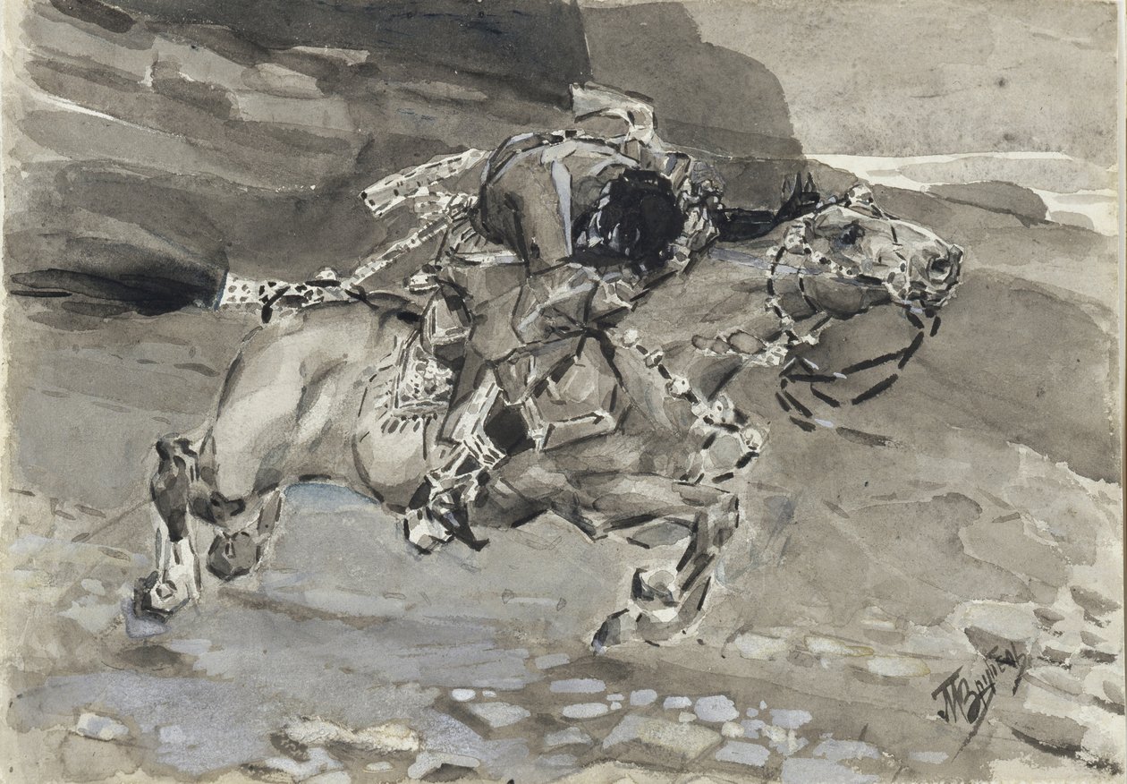 Rytter. Illustration til digtet Dæmonen af Mikhail Lermontov, 1890-1891 af Mikhail Aleksandrovich Vrubel