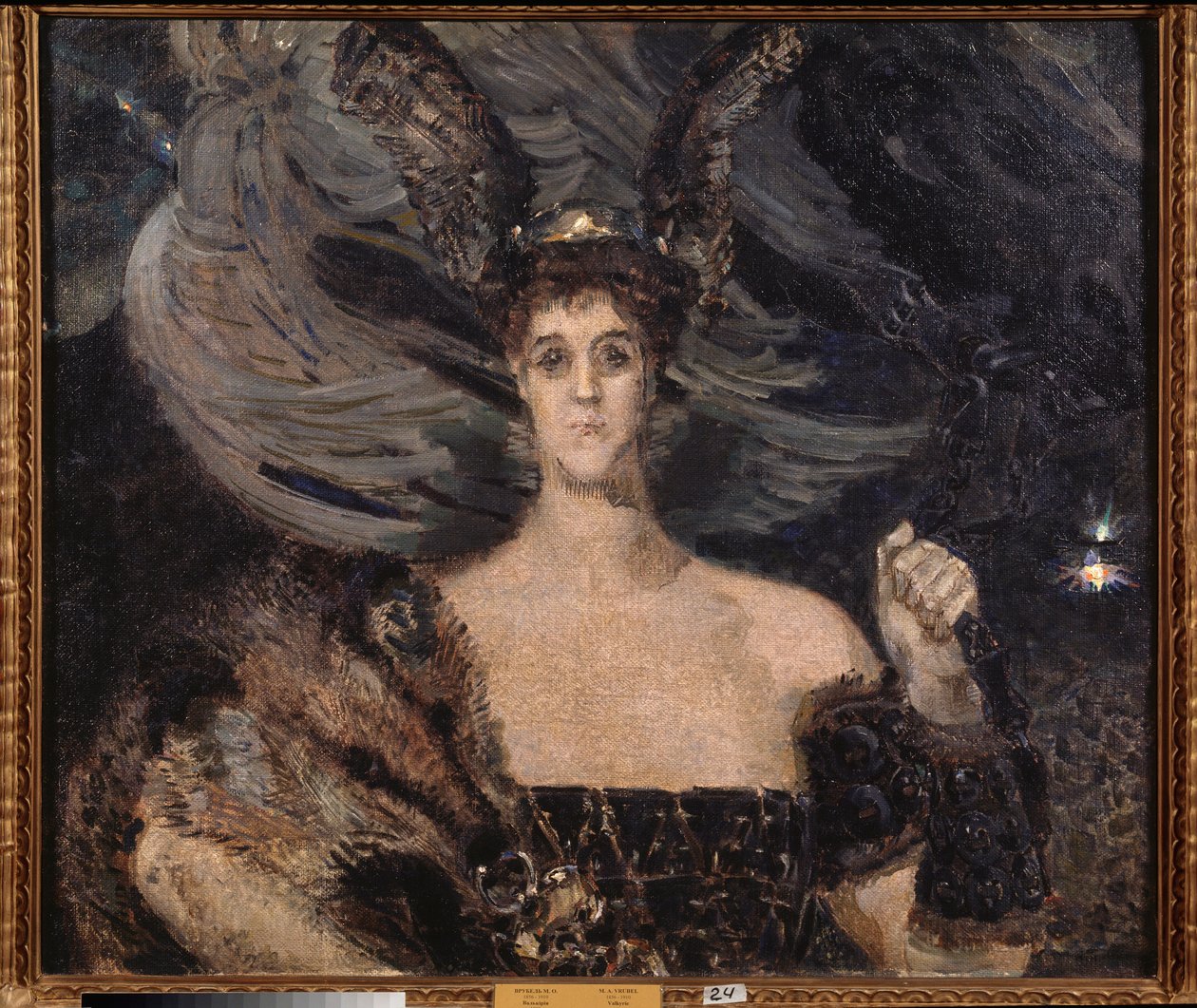 Valkyrien, portræt af kunstneren og skytsgrevinde Maria Tenisheva (Valkyrien, portræt af kunstneren og skytsgrevinde Maria Tenisheva) - Maleri af Mikhail Alexandrovich Vrubel (Vrubel) (1856-1910), olie på stof af Mikhail Aleksandrovich Vrubel