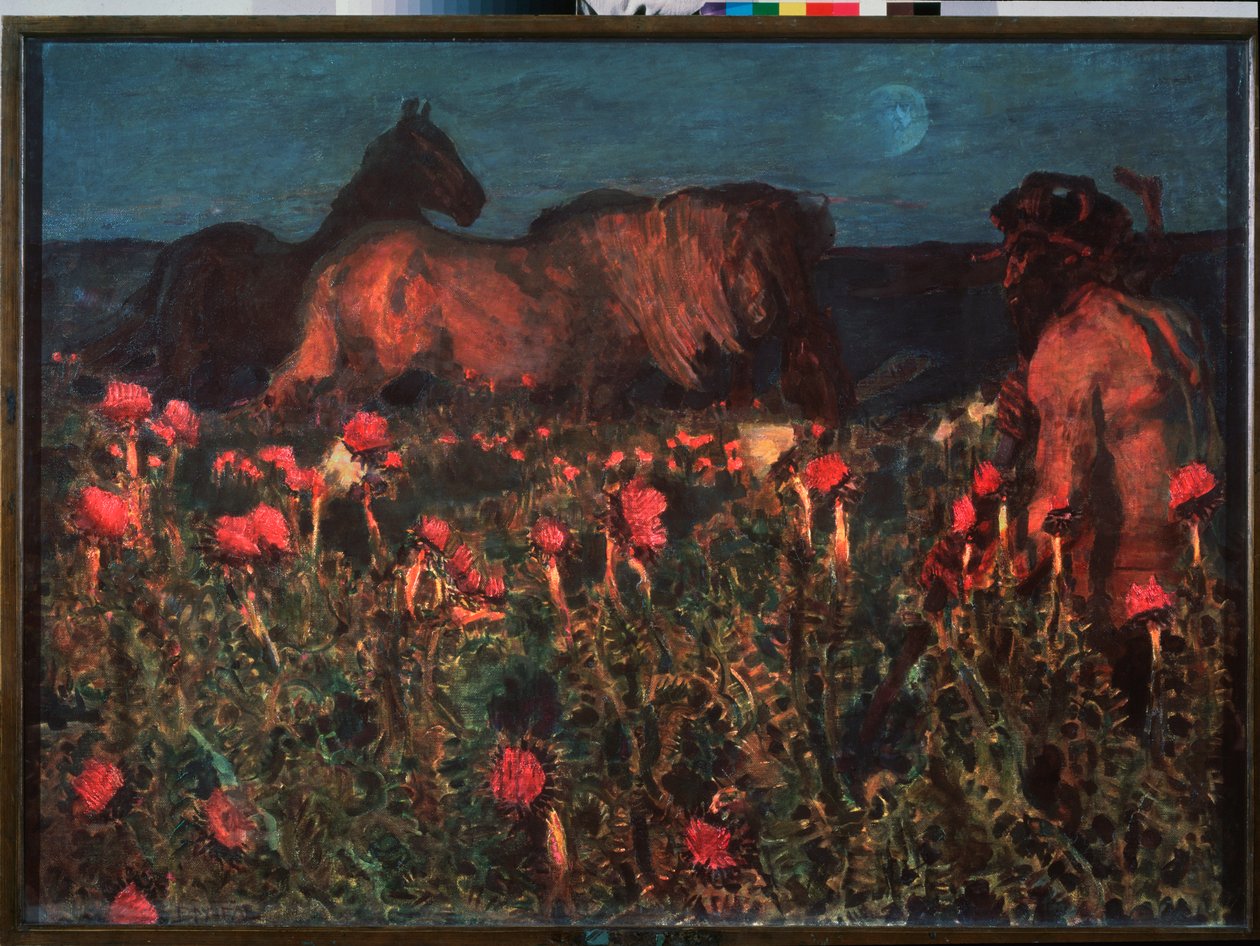 Night is Coming - Maleri af Mikhail Alexandrovich Vrubel (Vrubel) (1856-1910), olie på lærred af Mikhail Aleksandrovich Vrubel