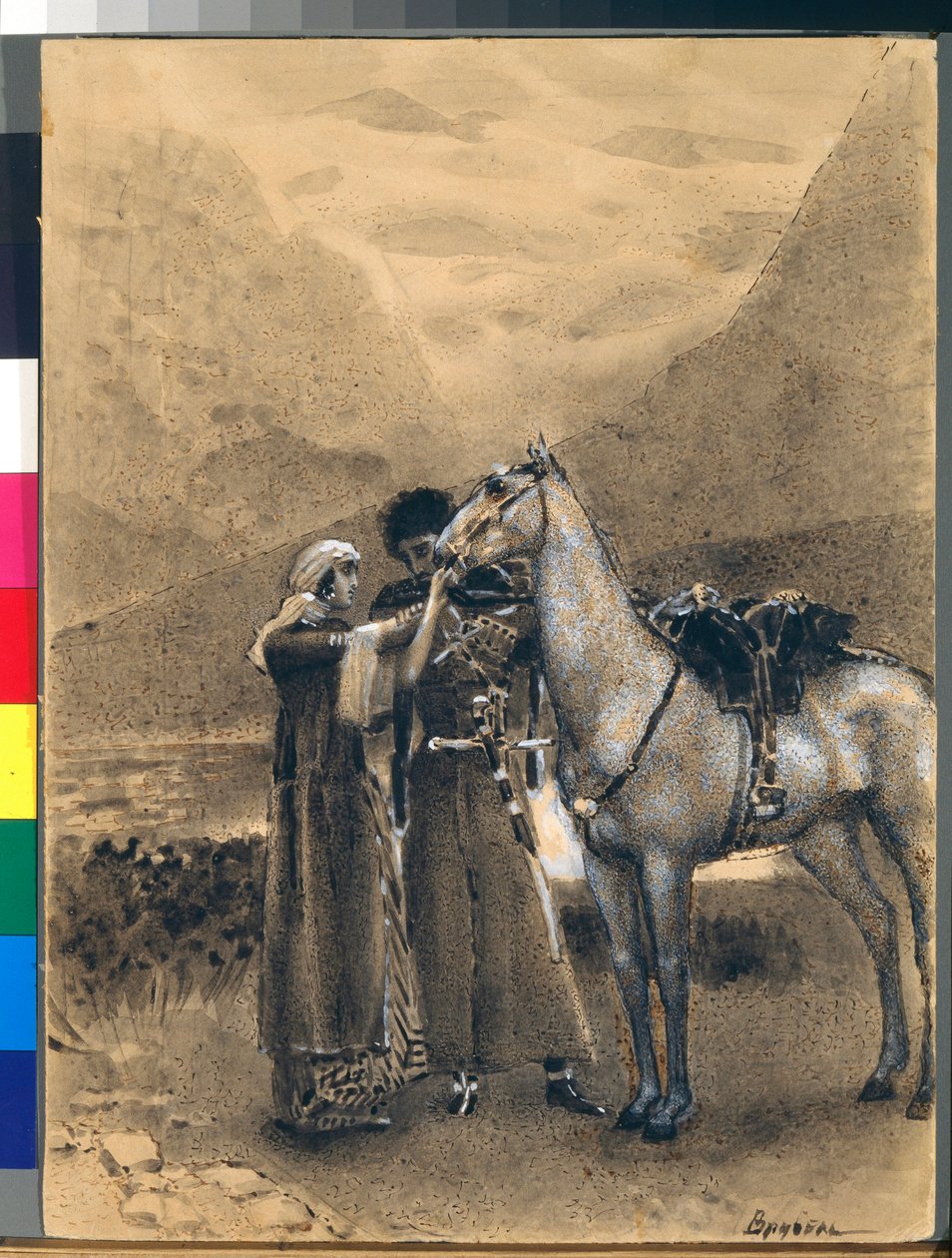 Farvel fra Zara og Ismail-illustration af digtet "" Izmail-Bey "" (Izmail Bey) af Mikhail Lermontov (1814-1841) -Work af Mikhail Alexandrovich Vrubel (Vroulebel) (1856-1910) af Mikhail Aleksandrovich Vrubel