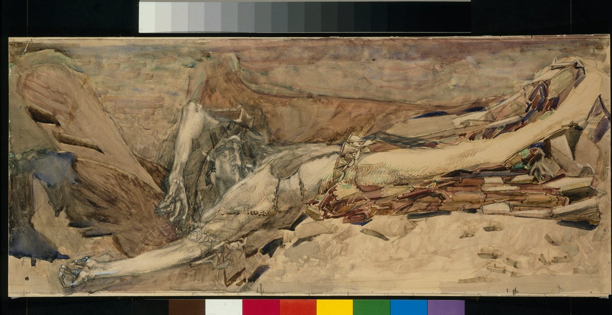 Dæmonterrassen - Værk inspireret af digtet ""Dæmonen"" af Mikhail Lermontov (1814-1841) produceret af Mikhail Alexandrovich Vrubel (Vrubel) (1856-1910) af Mikhail Aleksandrovich Vrubel