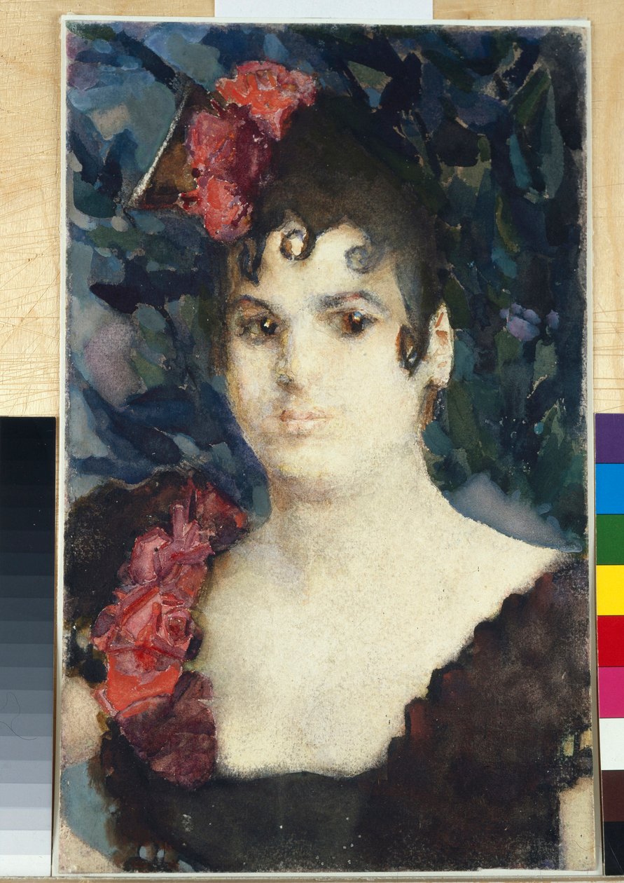 Portræt af Tatyana Lyubatovich som Carmen i Georges Bizets opera - Akvarel på papir af Mikhail Alexandrovich Vrubel (Vrubel) (1856-1910) af Mikhail Aleksandrovich Vrubel