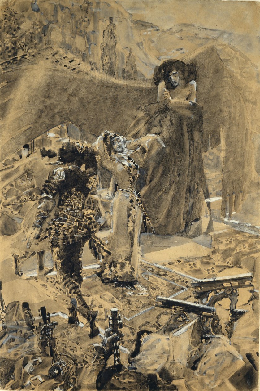 Tamaras dans. Illustration til digtet Dæmonen af Mikhail Lermontov, 1890-1891 af Mikhail Aleksandrovich Vrubel