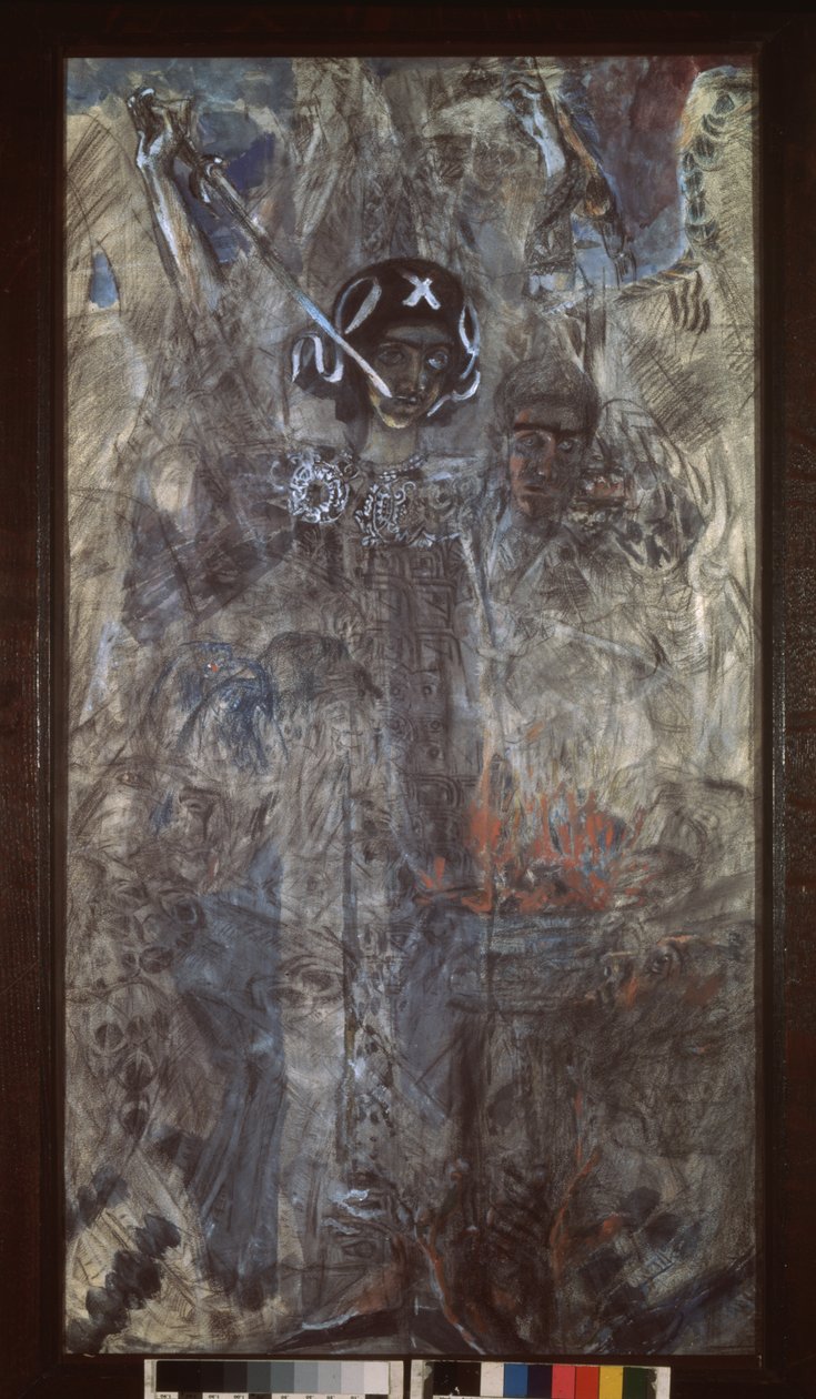 The Vision of the Prophet Ezekiel, 1905 (kul, wc og gouache på pap) af Mikhail Aleksandrovich Vrubel