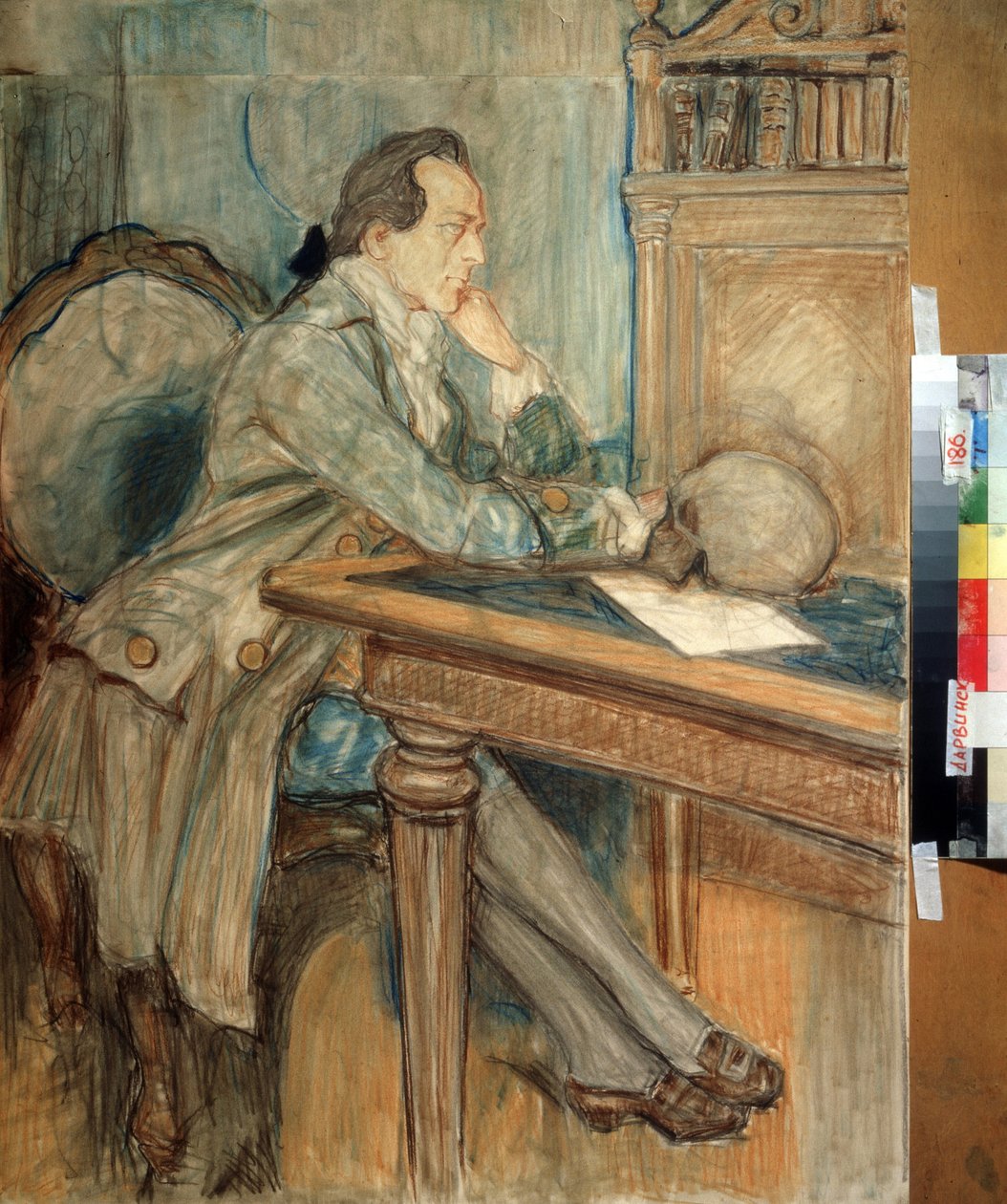 Johann Wolfgang von Goethe (1749-1832) opdagede den menneskelige intermaxillære knogle den 27. marts 1784 (Johann Wolfgang von Goethe opdagede den menneskelige intermaxillære knogle den 27. marts af Mikhail Dmitrievich Ezuchevsky