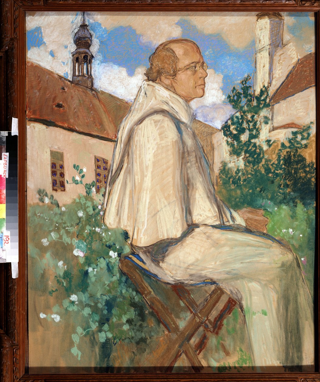""Portræt af Johann Gregor Mendel (1822-1884), tjekkisk munk og botaniker, grundlægger af genetik"" Maleri af Mikhail Dmitrievich Ezuchevsky (1880-1928) 1926 State Darwin Museum, Moskva af Mikhail Dmitrievich Ezuchevsky