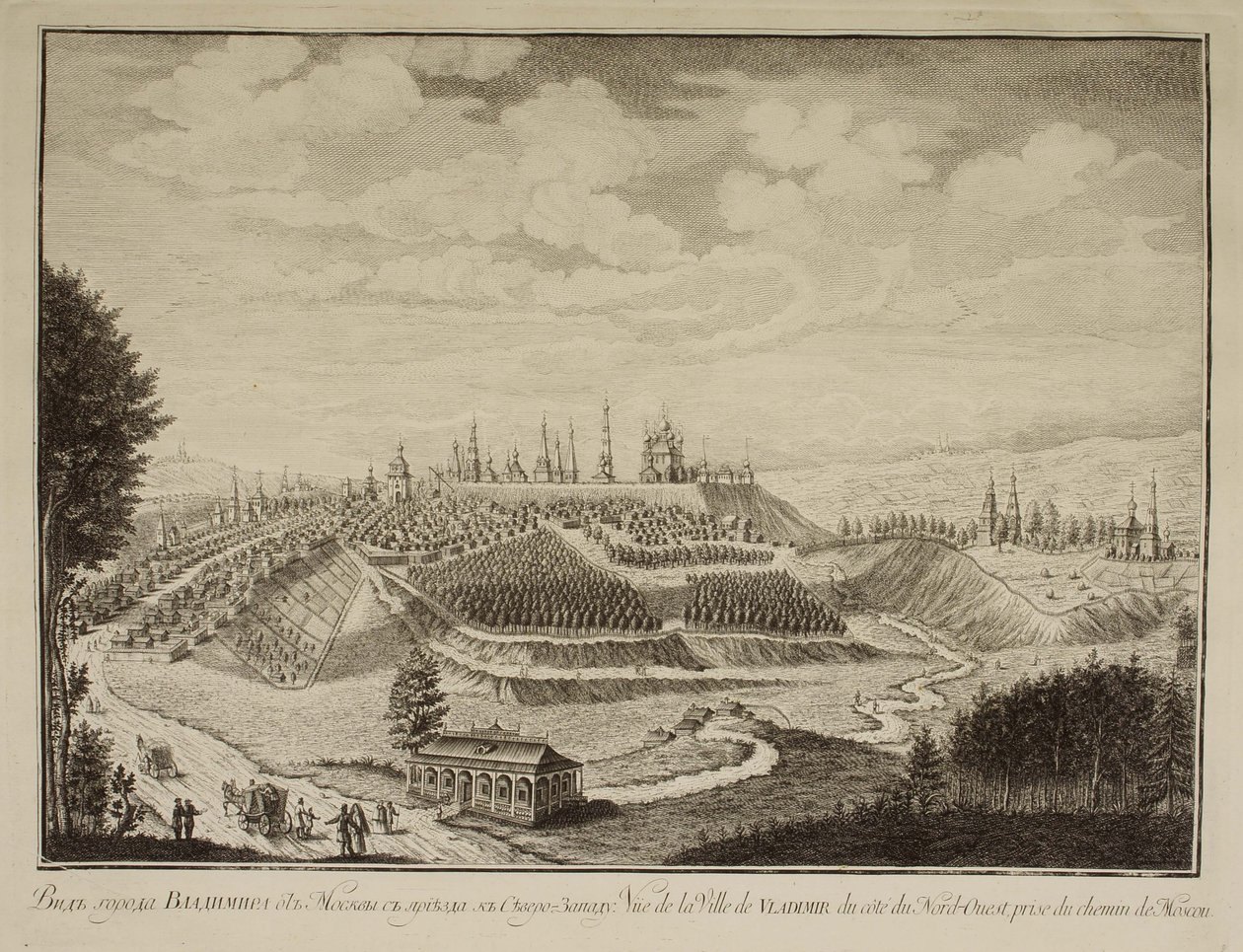 Udsigt over Vladimir Town, 1769 af Mikhail Ivanovich Makhaev