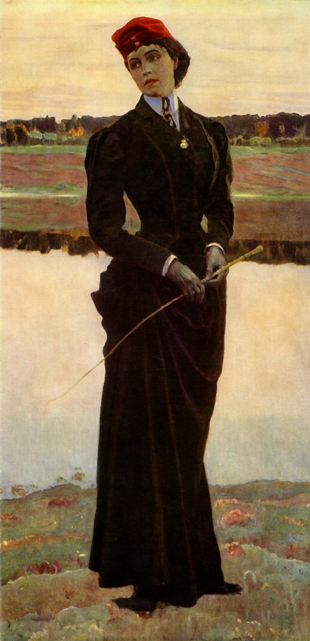 portræt af Olga Mihaylovna Nesterova-Shretera, kunstnerens døtre, 1906, 1965. af Mikhail Nesterov