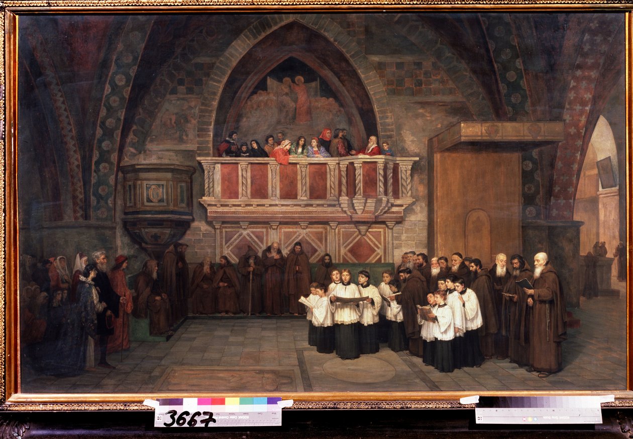 ""Vespers i kirken St. Frans af Assisi, Italien"" Maleri af Mikhail Petrovich Botkin (1839-1914) 1871 Statens Tretyakov Gallery, Moskva af Mikhail Petrovich Botkin