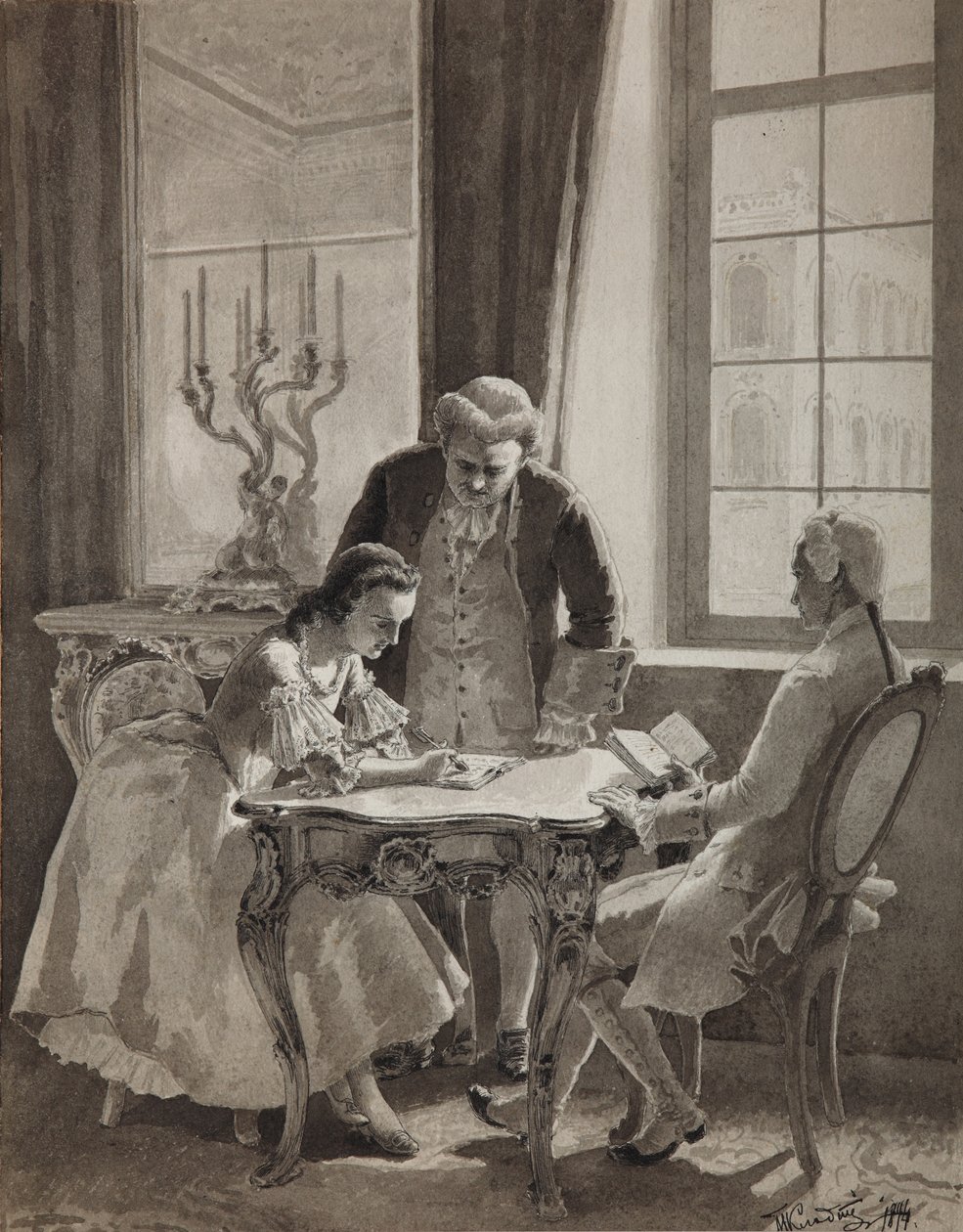 Russisk sproglektion af kejserinde Catherine II, 1894 af Mikhail Petrovich Klodt Baron