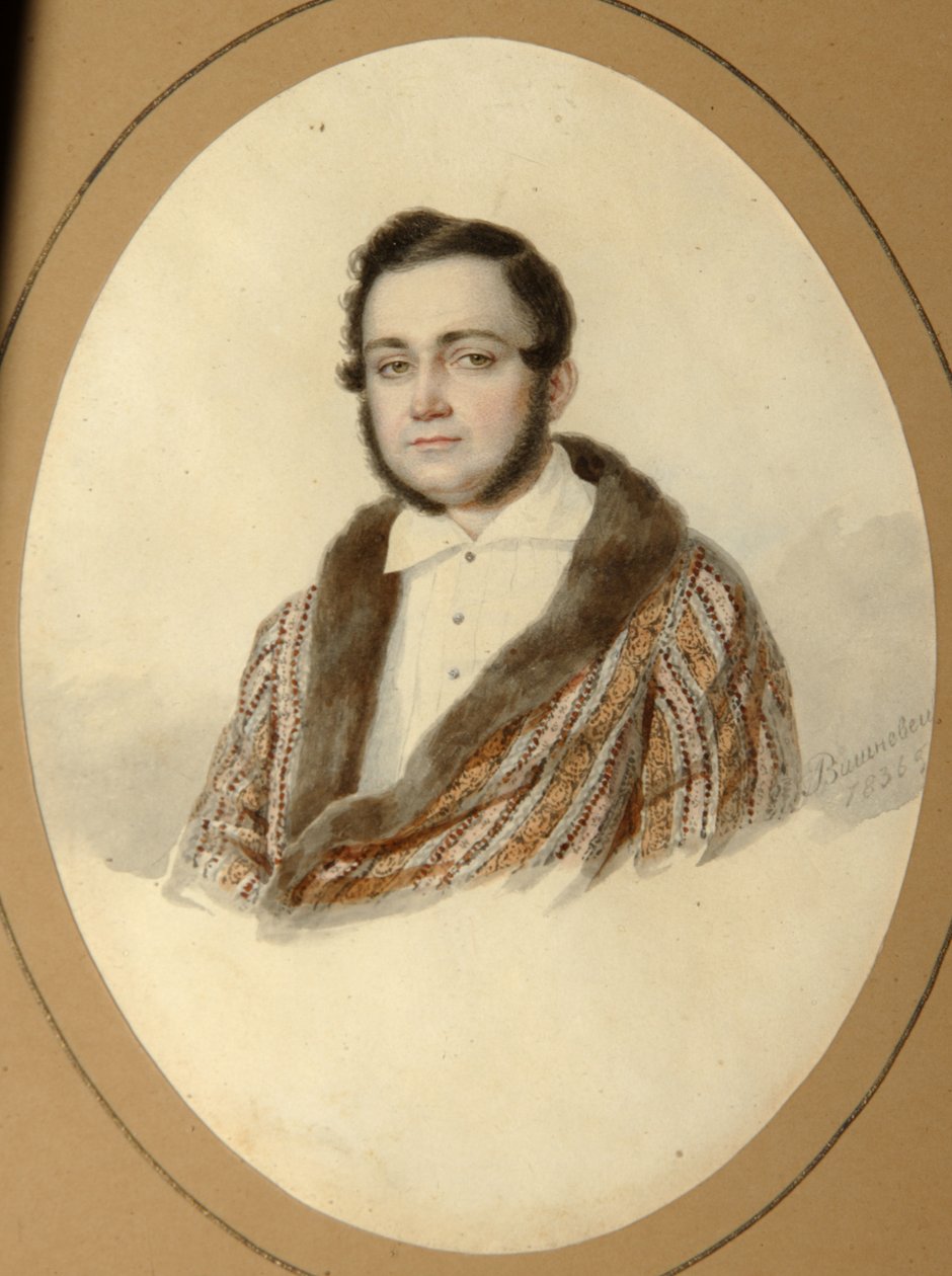Portræt af Yakov Nikolaevich Kalinovsky 1814-1903, 1836 af Mikhail Prokopyevich Vishnevitsky