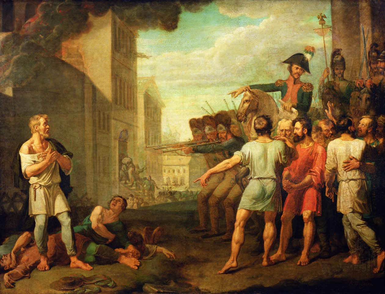 Franske soldaters henrettelse af russerne i 1812 af Mikhail Tikhonov