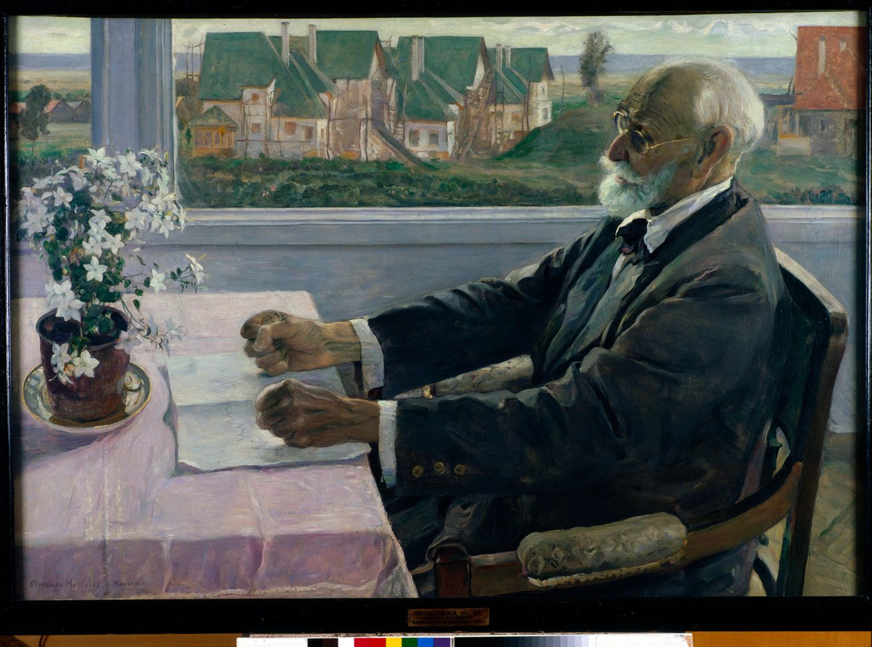 Portræt af fysiologen, psykologen og lægen Ivan Petrovich Pavlov - Maleri af Mikhail Vasilyevich Nesterov (1862-1942), olie på lærred af Mikhail Vasilievich Nesterov