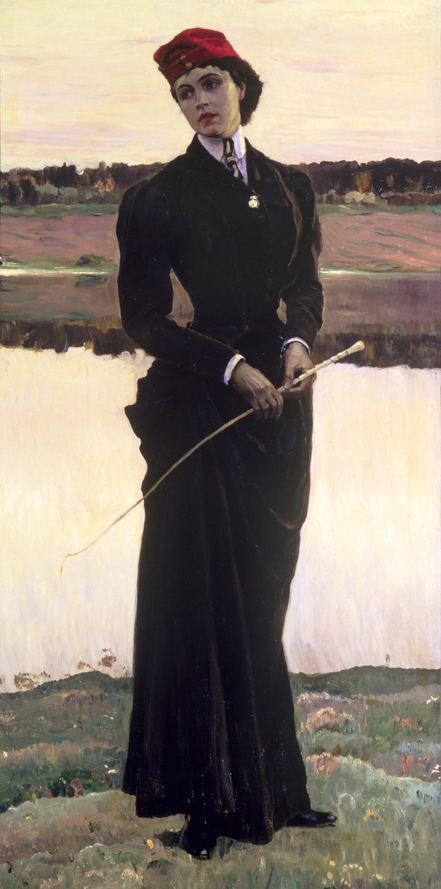 Portræt af Olga Nesterova eller, kvinde i en ridevane, 1906 af Mikhail Vasilievich Nesterov