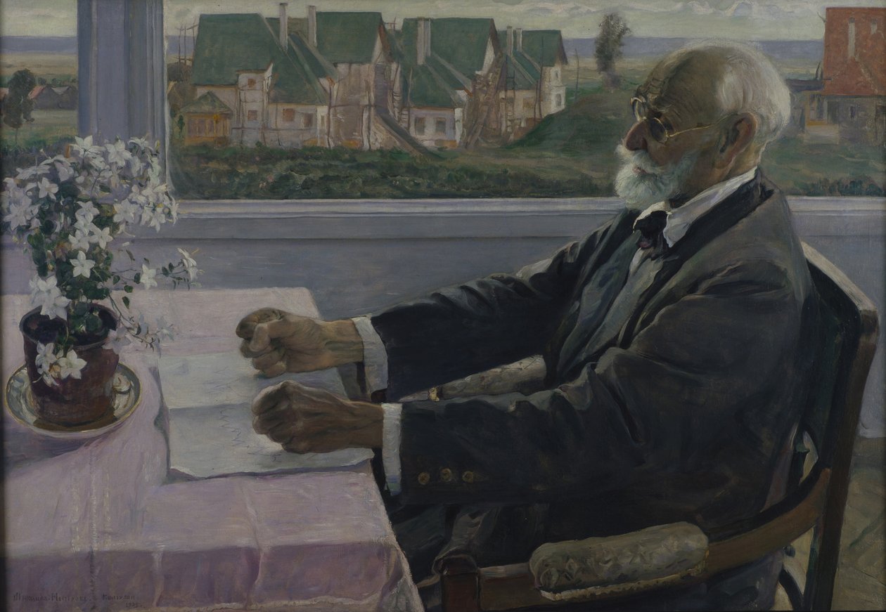 Portræt af fysiologen, psykologen og lægen Ivan P. Pavlov 1849-1936, 1935 af Mikhail Vasilievich Nesterov