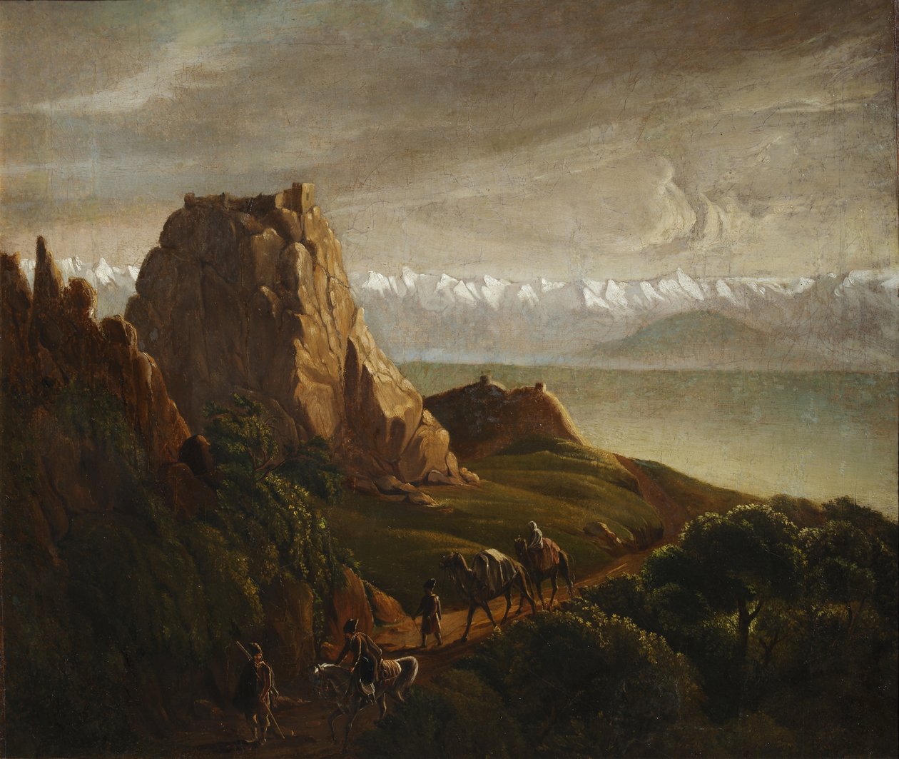 Kaukasisk landskab med kameler, 1837-1838 af Mikhail Yuryevich Lermontov