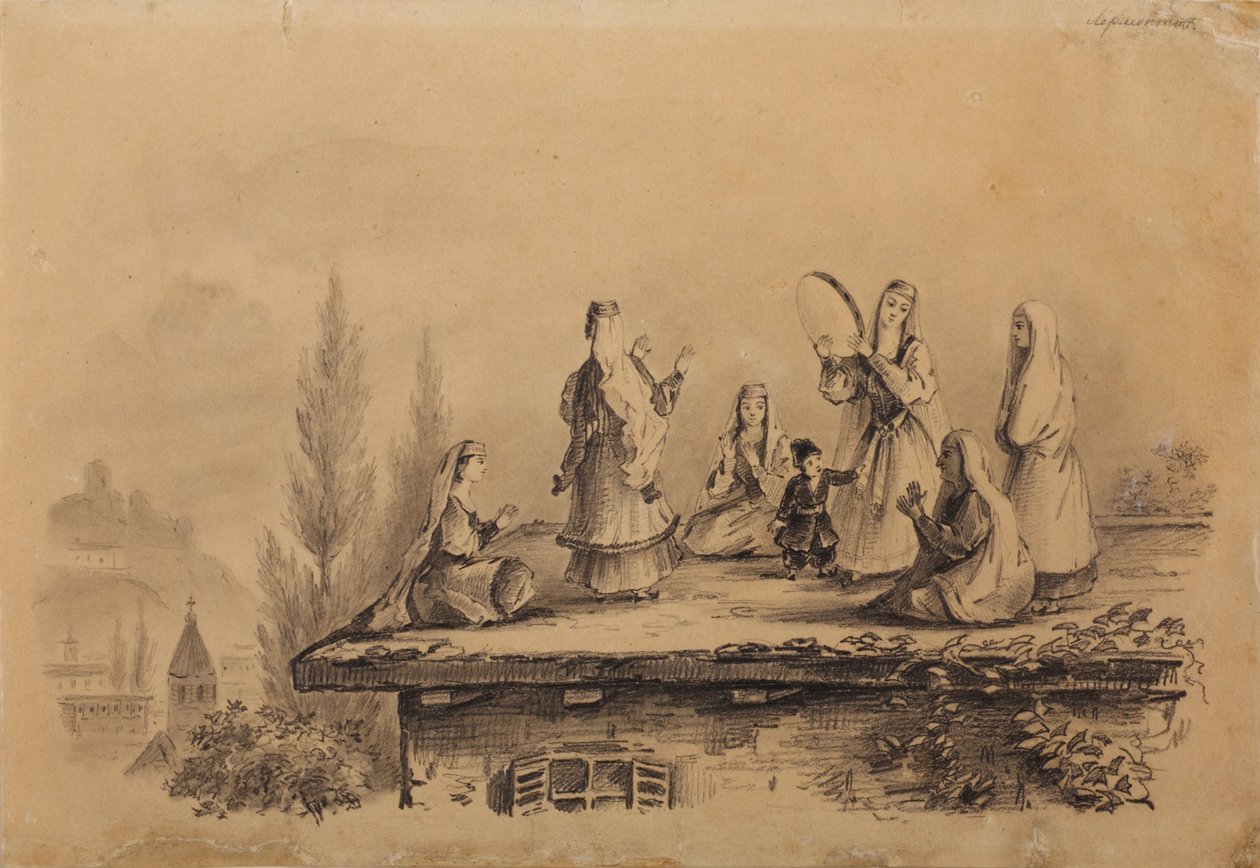 Georgiske kvinder på taget Lezghinka, 1837 af Mikhail Yuryevich Lermontov