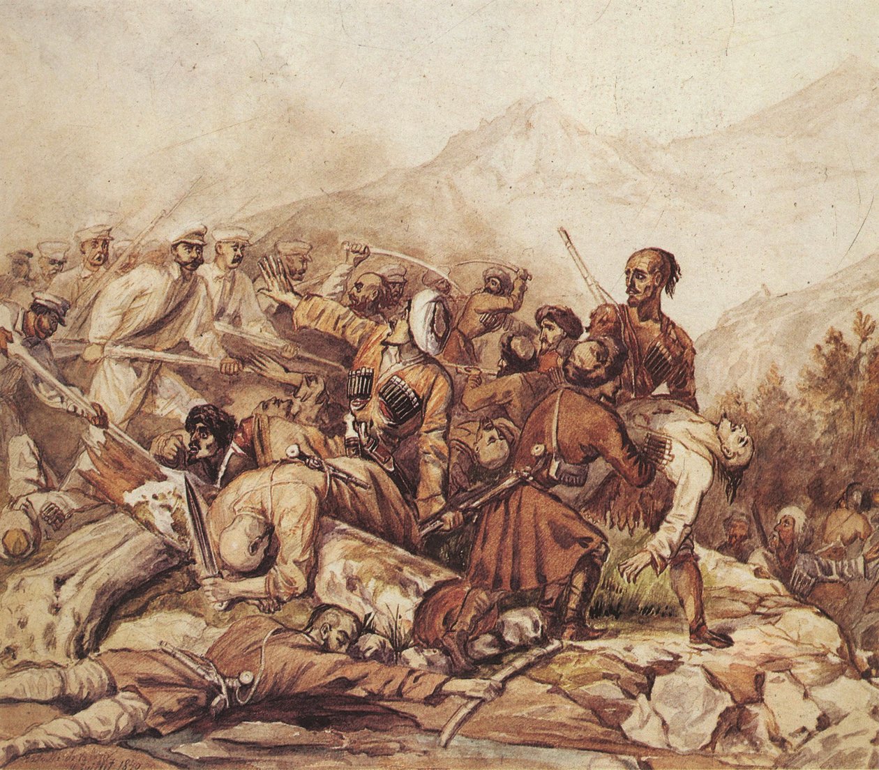 Slaget ved Valerik-floden den 11. juli 1840, 1840 af Mikhail Yuryevich Lermontov