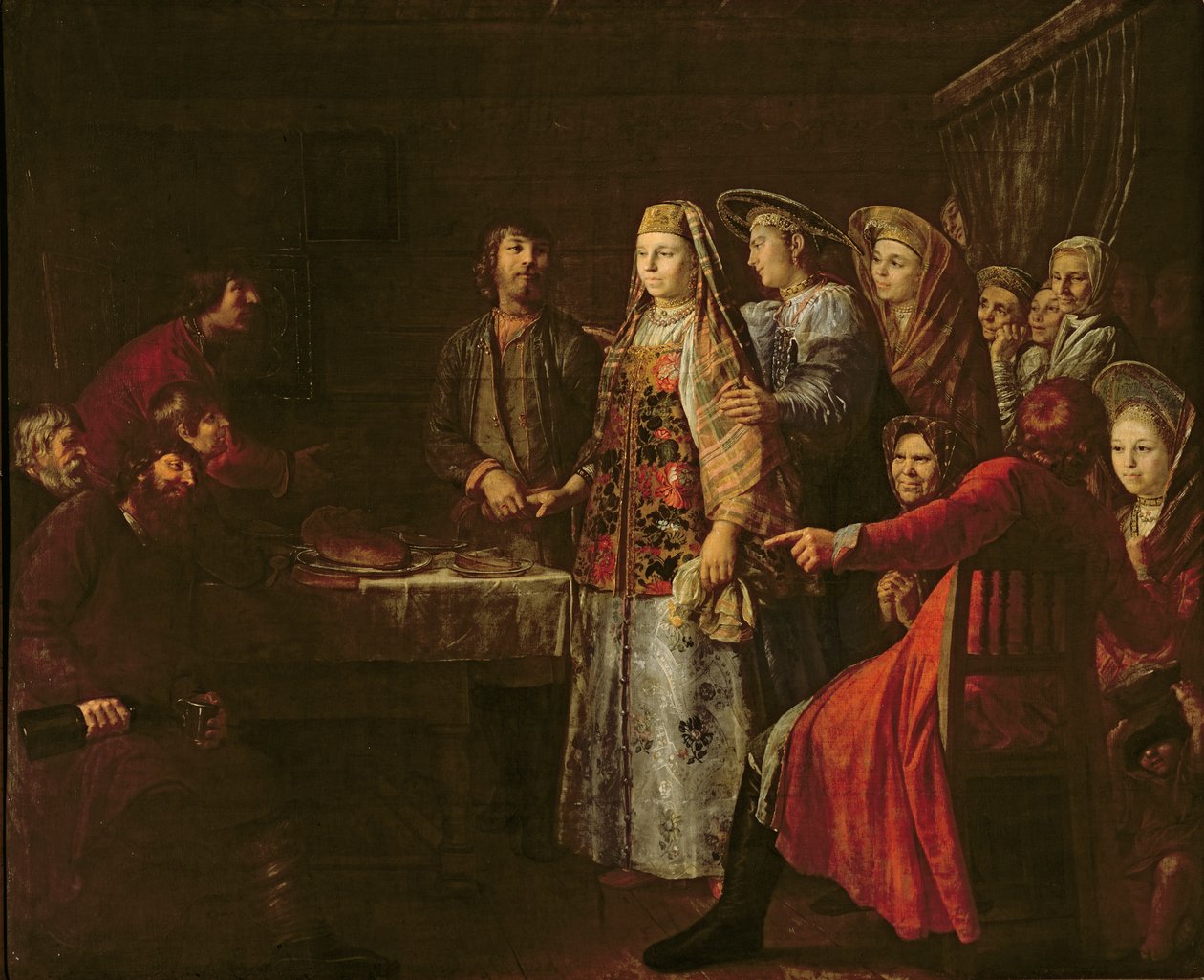 Fejring af bryllupsaftalen, 1777 af Mikhail Shibanov