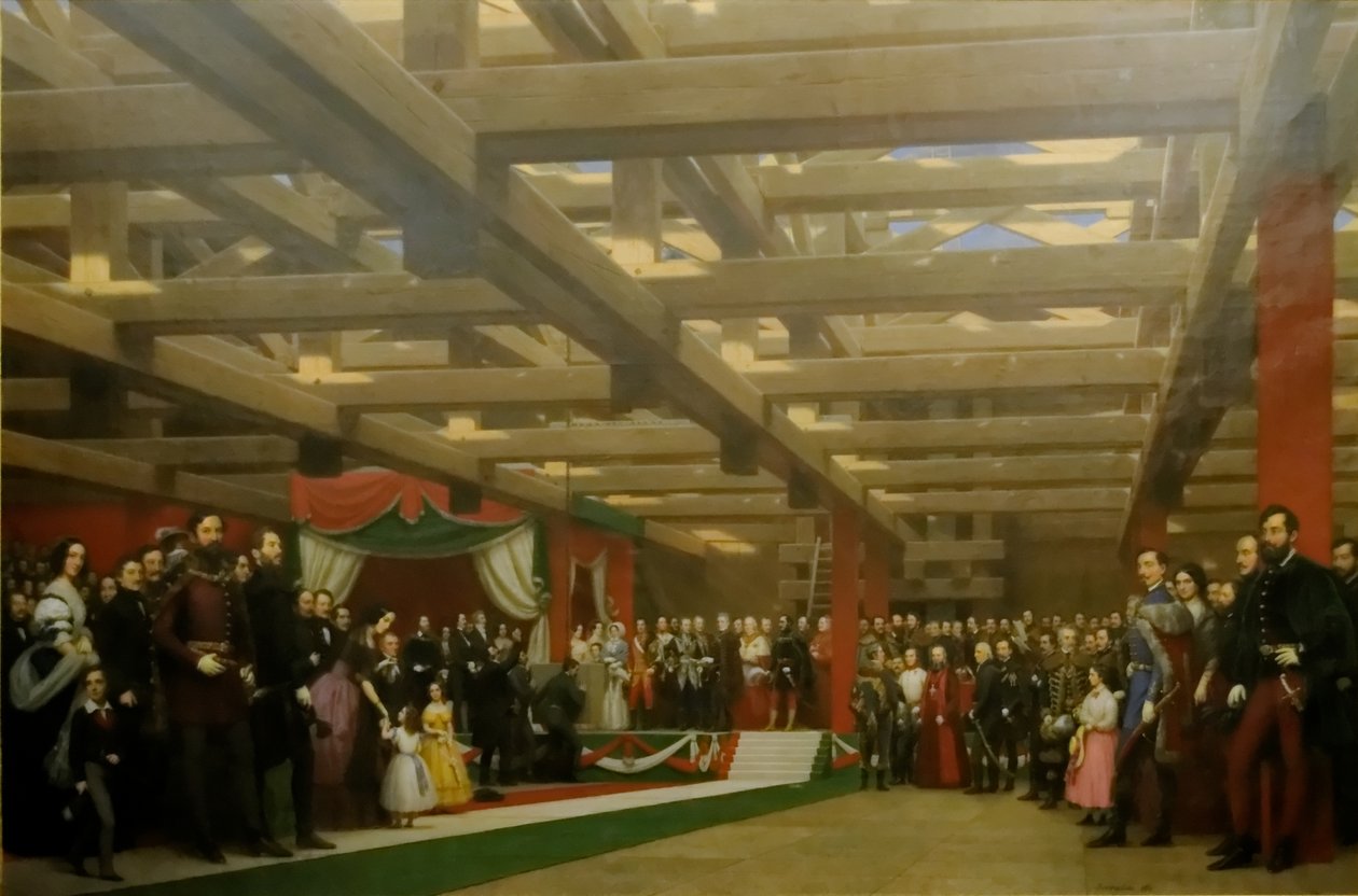 Lægning af grundstenen til Chain Bridge i 1842. af Miklós Barabás