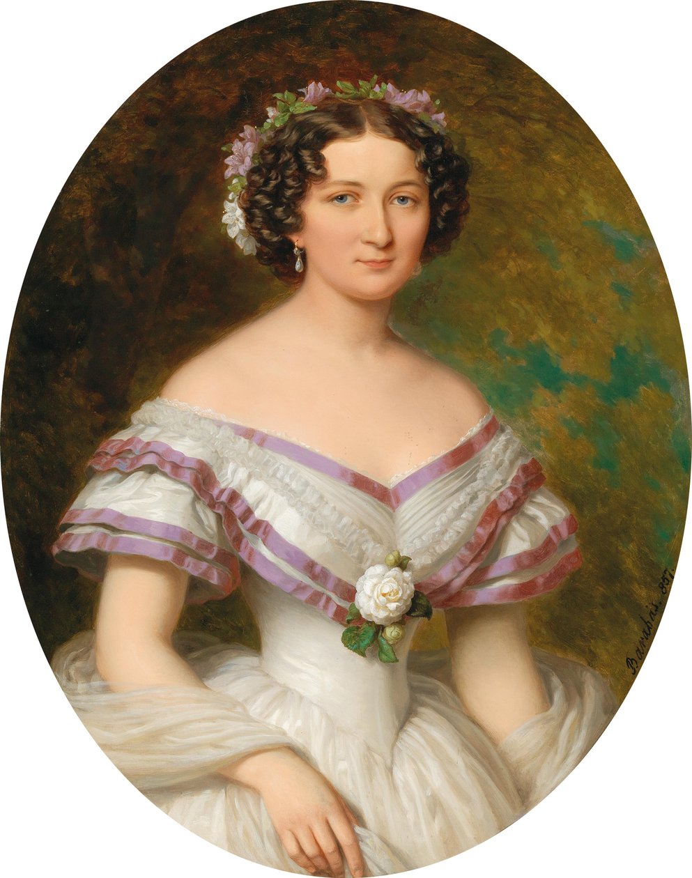 Portræt af grevinde Maria Gabriella Josepha Anna Szápáry 1834-1912, født Atzél de Borosjenö, 1857. af Miklós Barabás