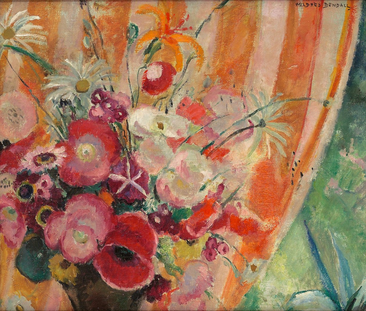 Orangestribet gardin, c.1926 af Mildred Bendall