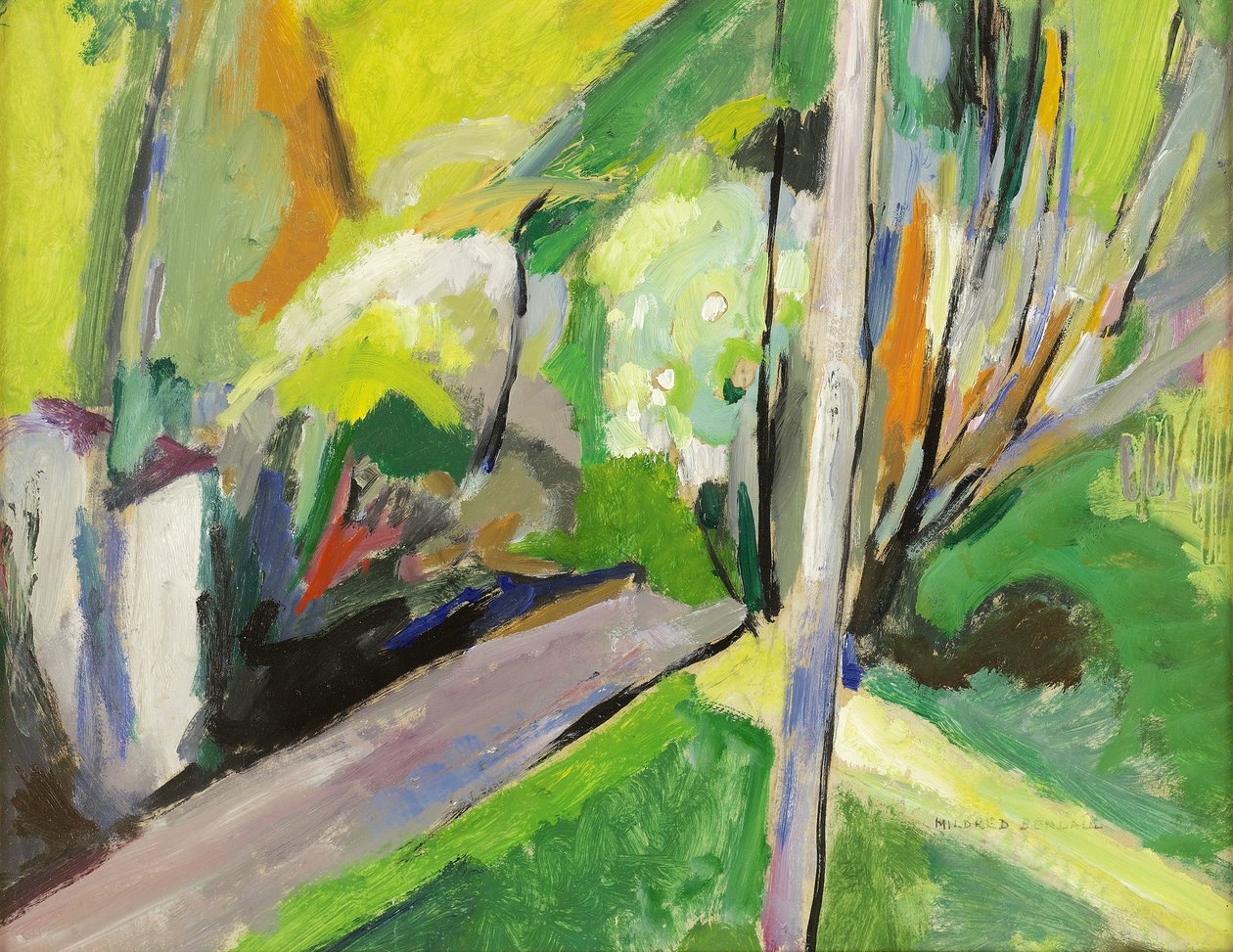 Landestien, ca. 1935 (olie på papir lagt på panel) af Mildred Bendall