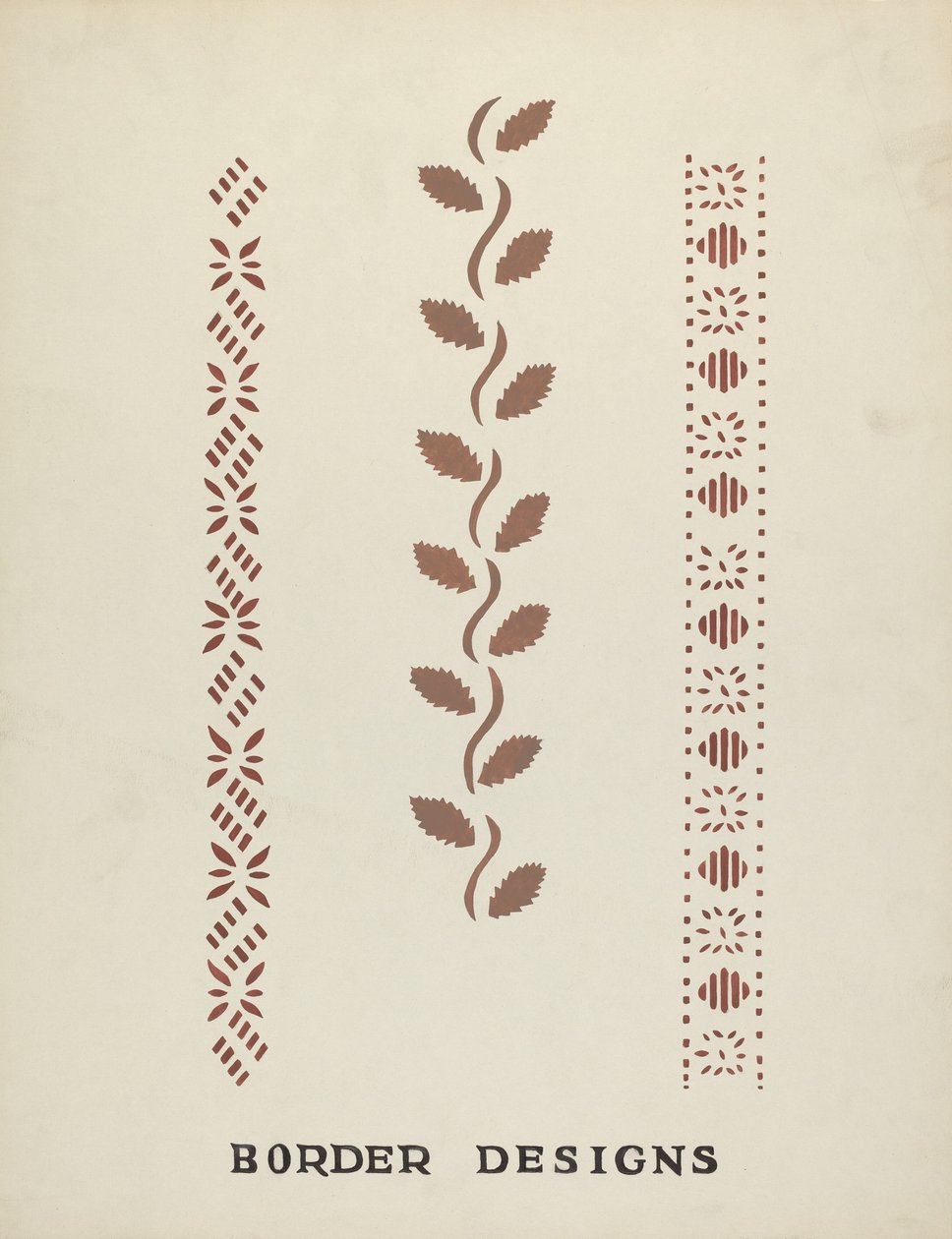 Kantdesign fra den foreslåede portefølje "Maine Wall Stencils" af Mildred E. Bent