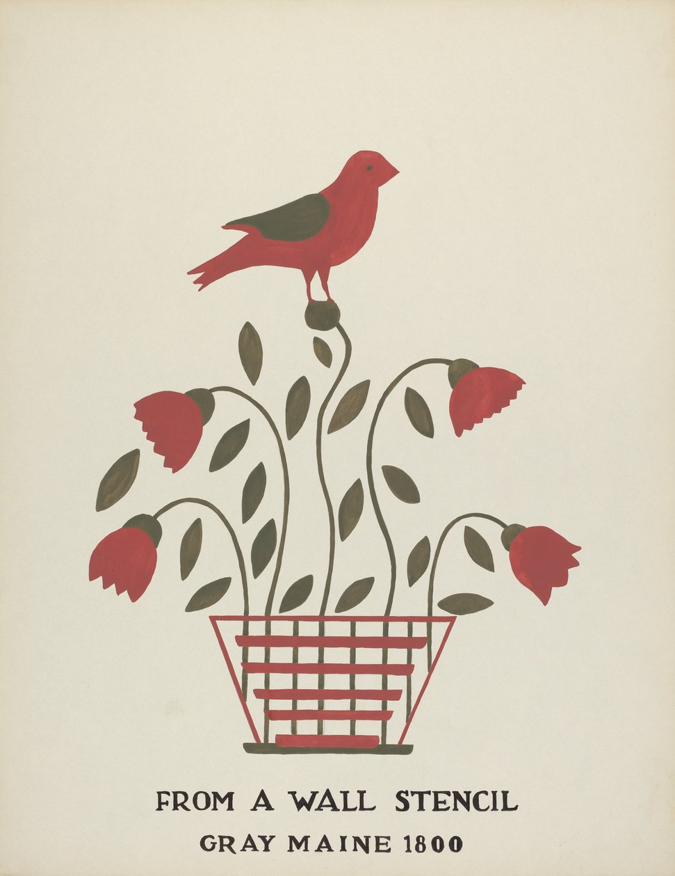 Design fra Gray, Maine 1800 (nr. 2): Fra foreslået portefølje "Maine Wall Stencils" af Mildred E. Bent