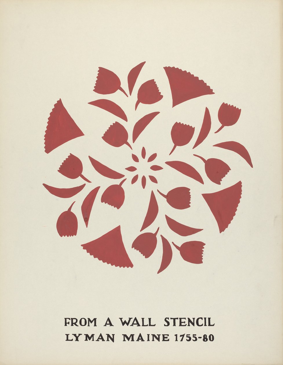 Design fra Lyman, Maine 1755-1780: Fra den foreslåede portefølje "Maine Wall Stencils" af Mildred E. Bent