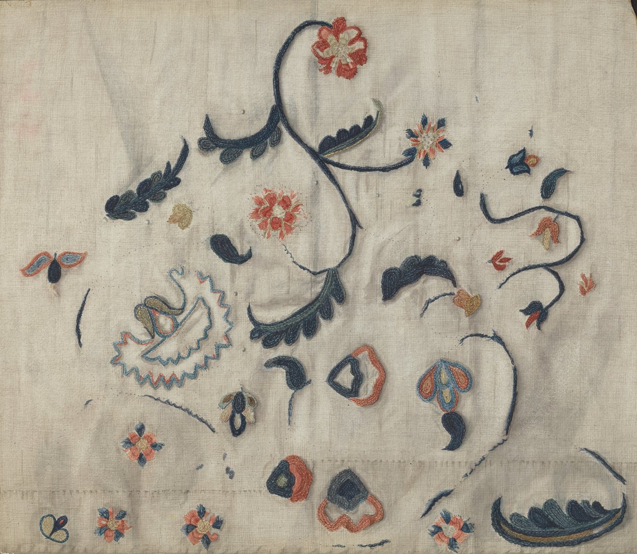 Broderet underkjole (Detalje) af Mildred E. Bent