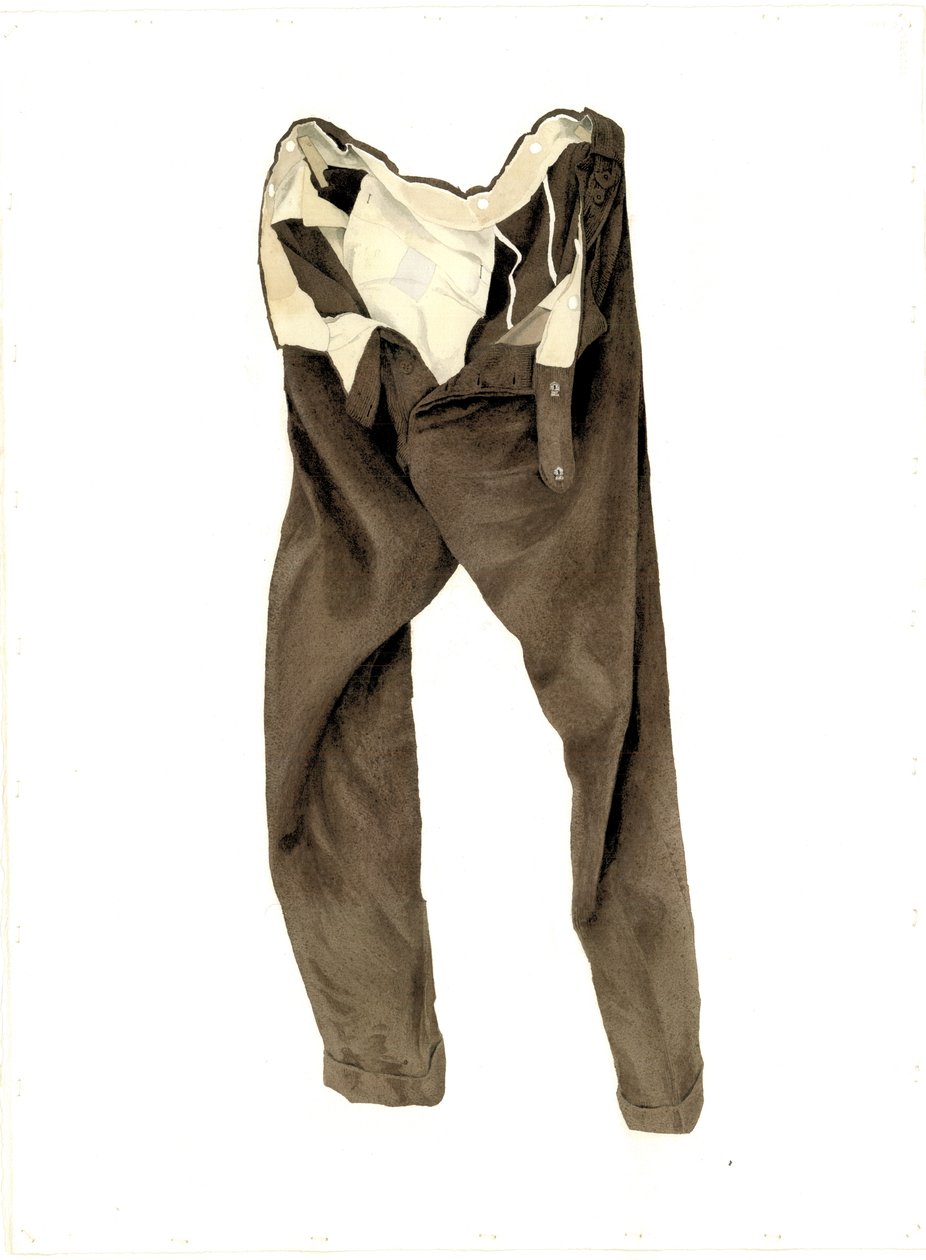 Brune fløjlsbukser (Michael) 2003 (wc på papir) af Miles Contemporary Artist Thistlethwaite