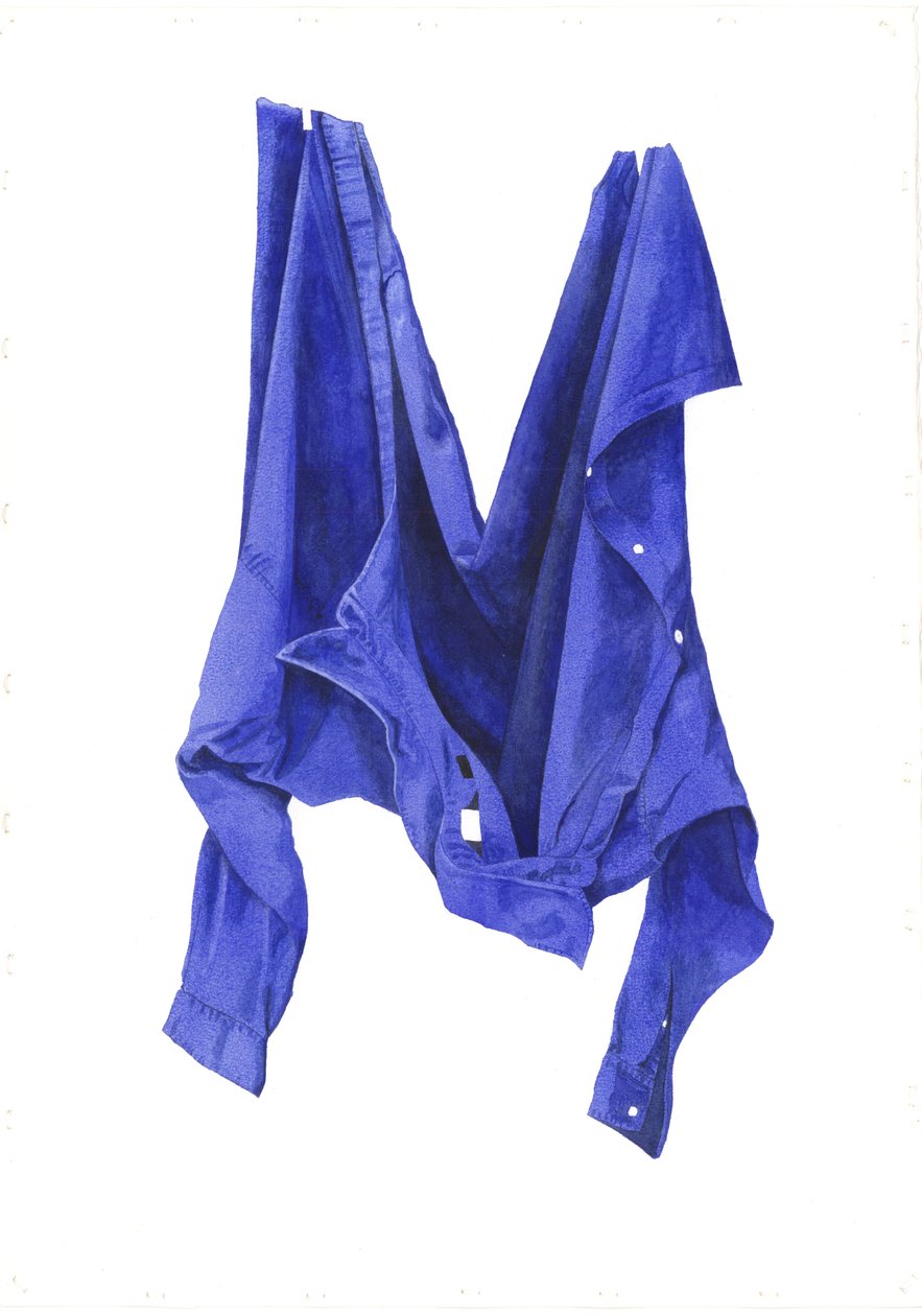 Fierce Blue Shirt, 2003 (wc på papir) af Miles Contemporary Artist Thistlethwaite