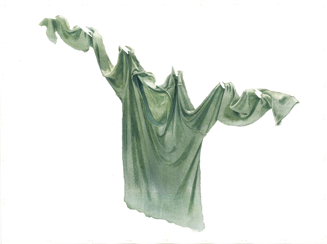 Pippas Bleggrøn T-shirt, 2003 (wc på papir) af Miles Contemporary Artist Thistlethwaite