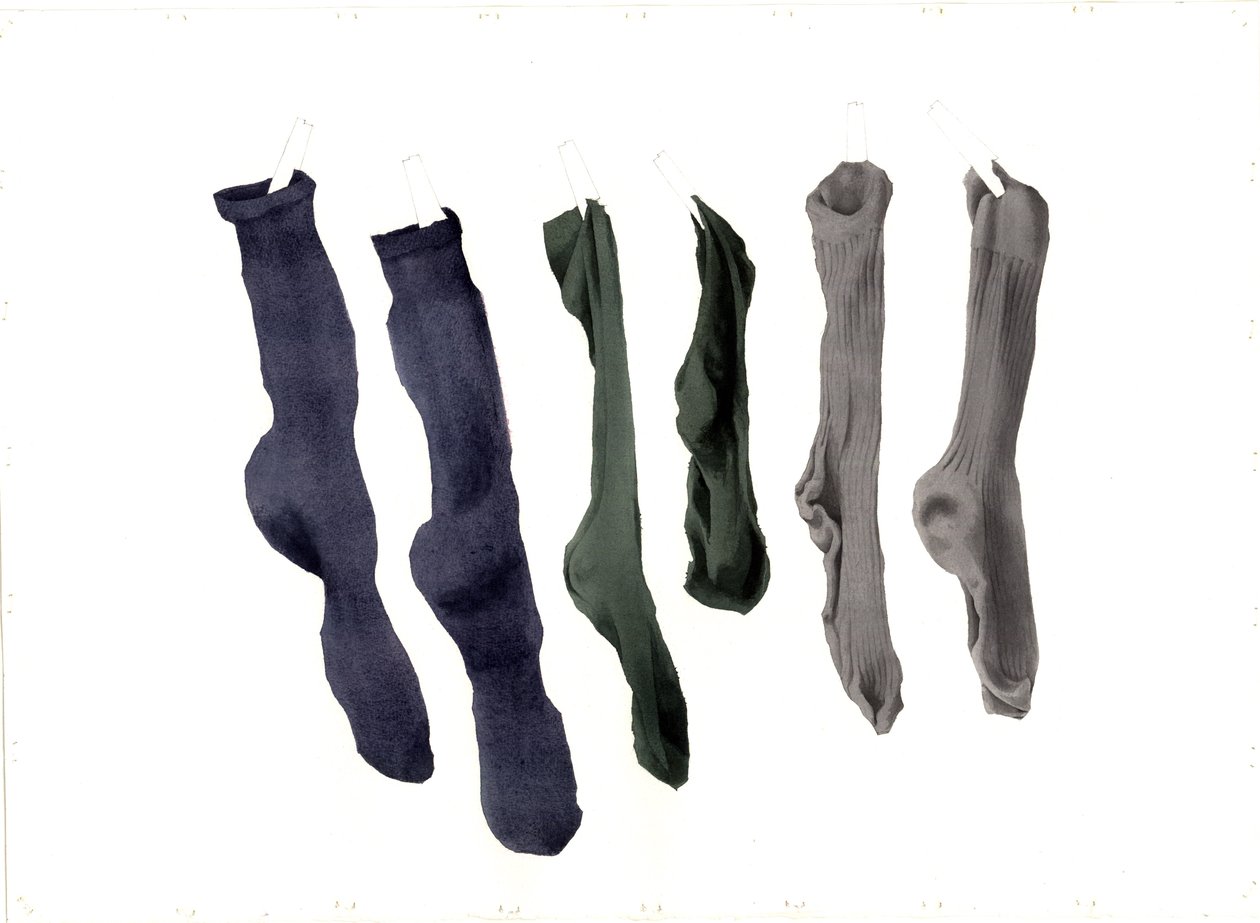 Six Socks, 2003 (wc på papir) af Miles Contemporary Artist Thistlethwaite