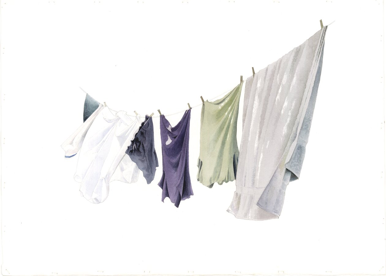 Spring Washing-line, 2003 (wc på papir) af Miles Contemporary Artist Thistlethwaite