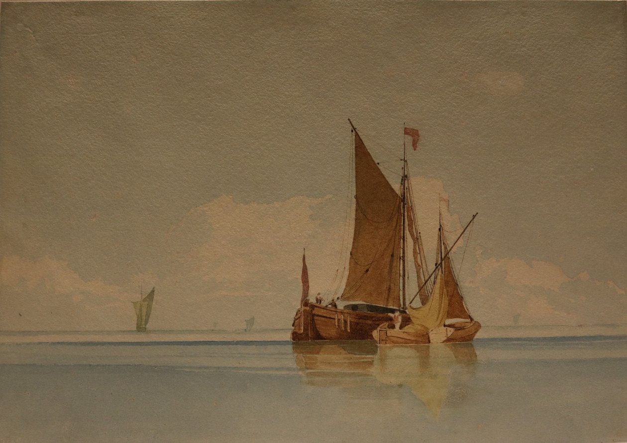 A Calm, dato ukendt (akvarel og blyant på papir) af Miles Edmund Cotman