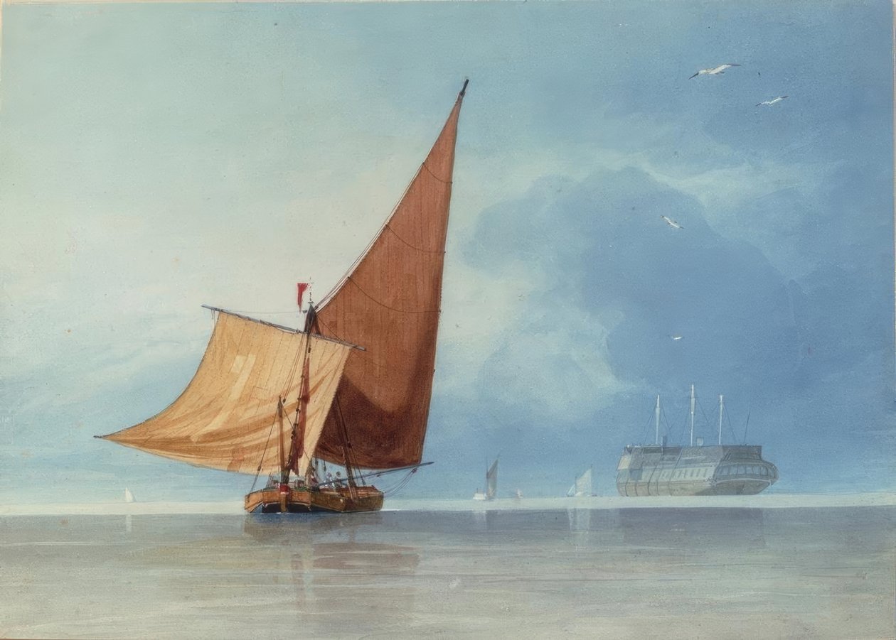 Forsendelse ved indgangen til Medway, Kent af Miles Edmund Cotman