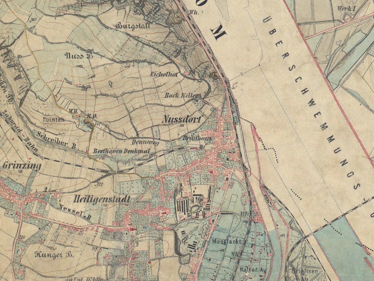 Kort over Nussdorf nær Wien, 1872 af Militärgeographisches Institut Österreichisch Ungarische Monarchie