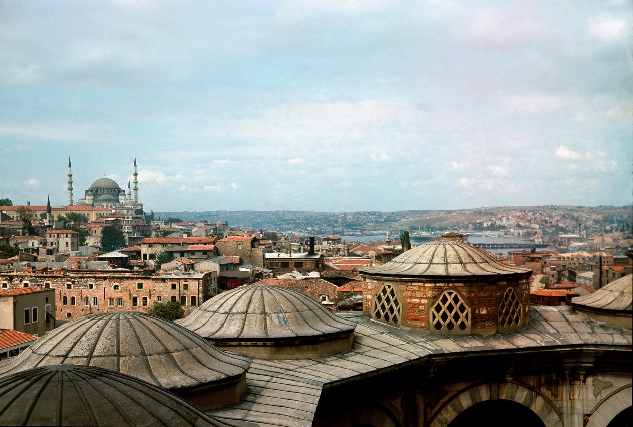 Osmannisk arkitektur: udsigt over byen med Suleymaniye-moskeen (1550-1557) af Mimar Sinan