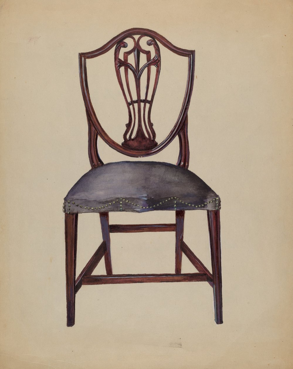Chair, ca. 1936 (akvarel og gouache på papir) af Mina Lowry