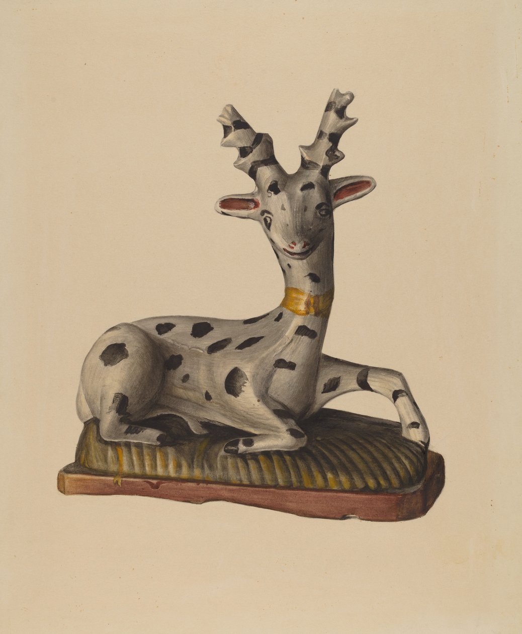 Hjort af kridt, ca. 1938 (akvarel) af Mina Lowry