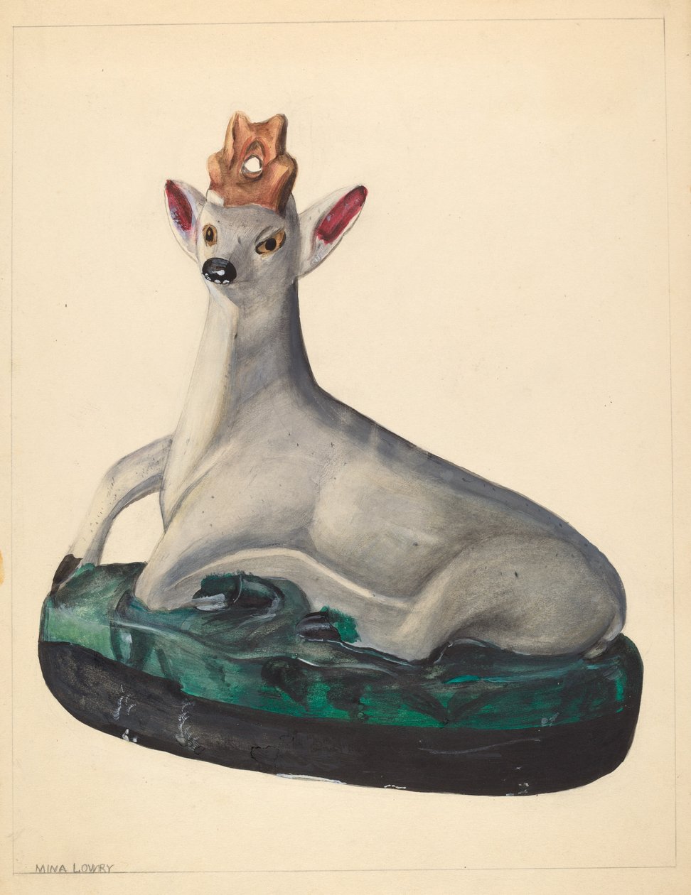 Hjortefigur, ca. 1936. af Mina Lowry