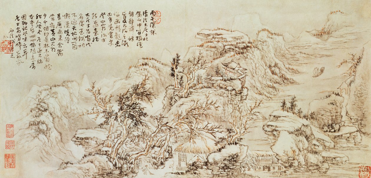 Tilføj 331 Mountain View, muligvis 1600-tallet (blæk på papir) af Ming Dynasty Chinese School
