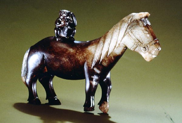 Hest og abe (jade) af Ming Dynasty Chinese School